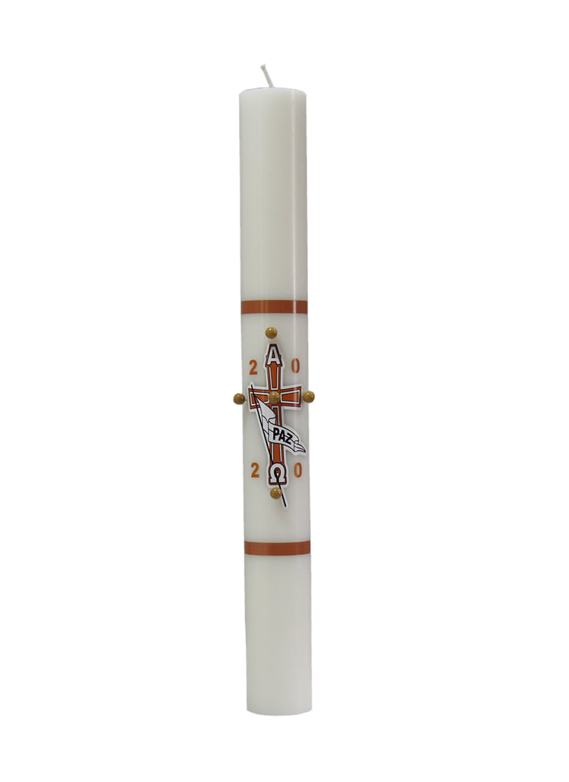 Círio Pascal - 70 cm altura, 7,0 cm diâmetro - Branco